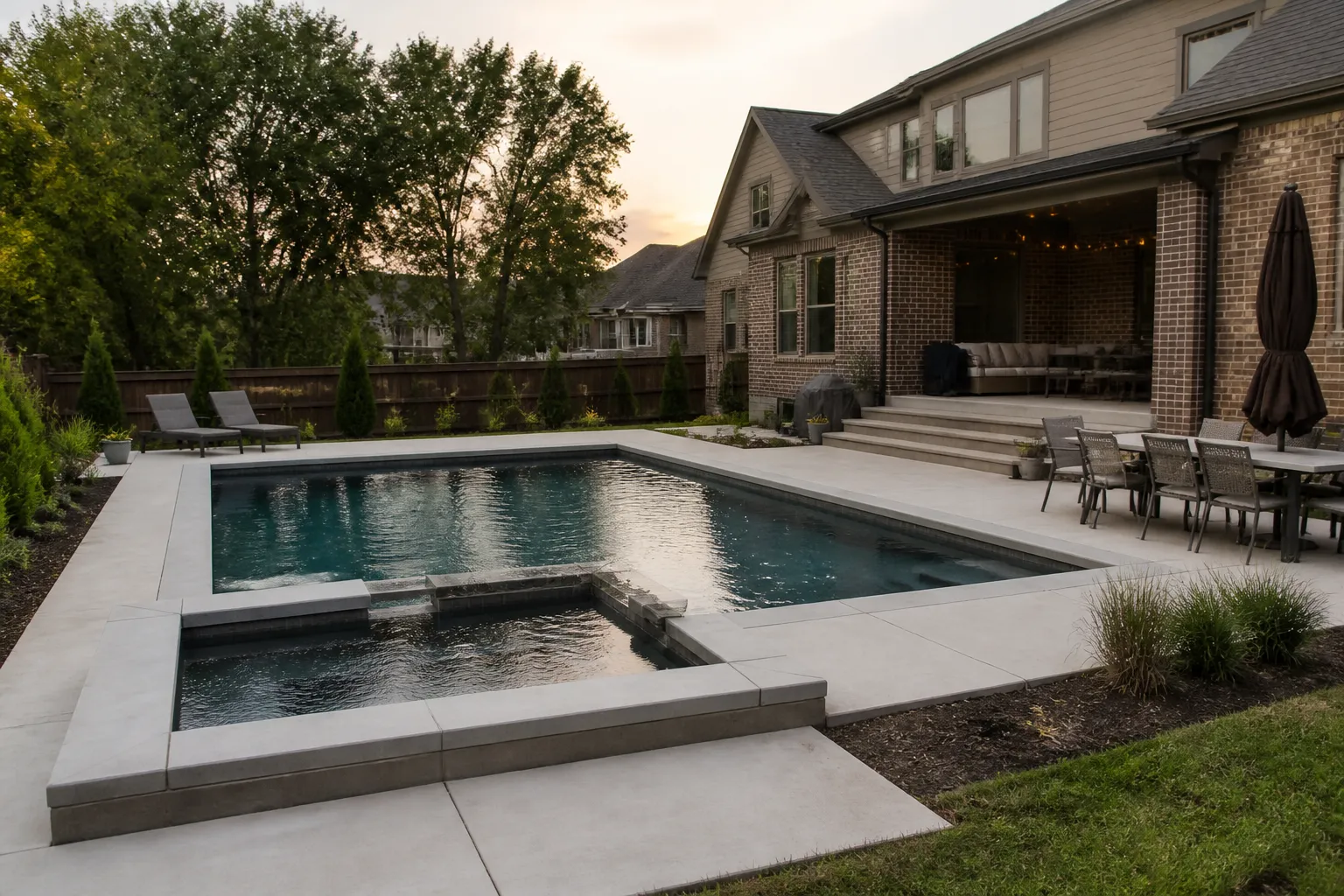 Geometric concrete pool and spa in Mt. Juliet